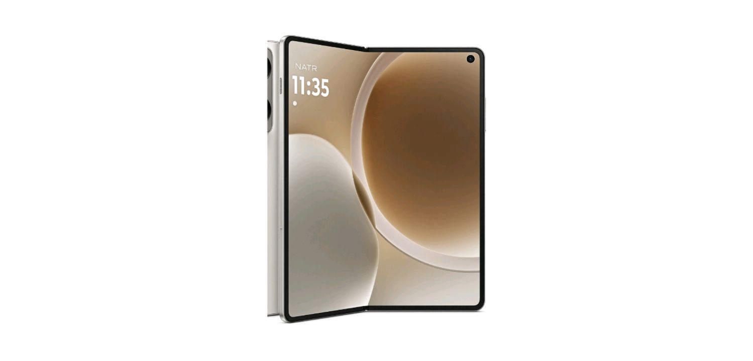 Motorola Razr foldable phone open and closed, showing the cover display